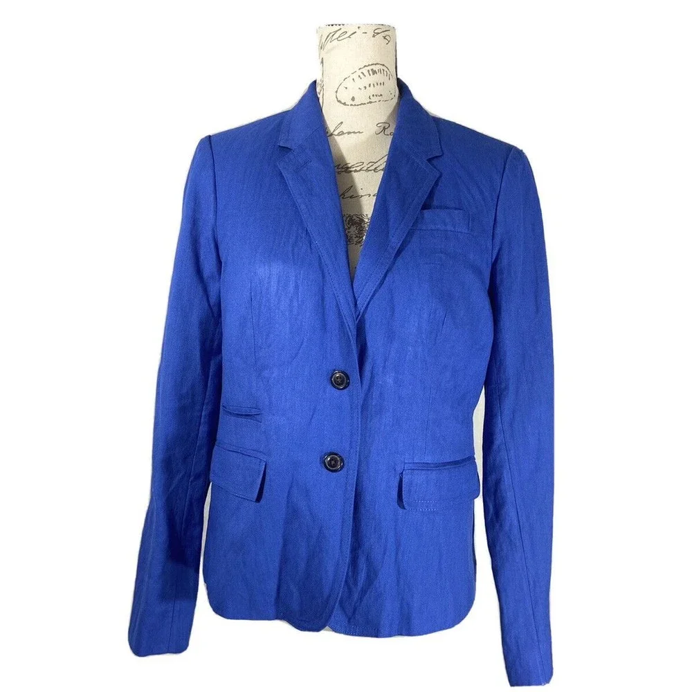 J. Crew Schoolboy Blazer 8 Med Blue Jacket 2 Button Pocket Lined Business Career